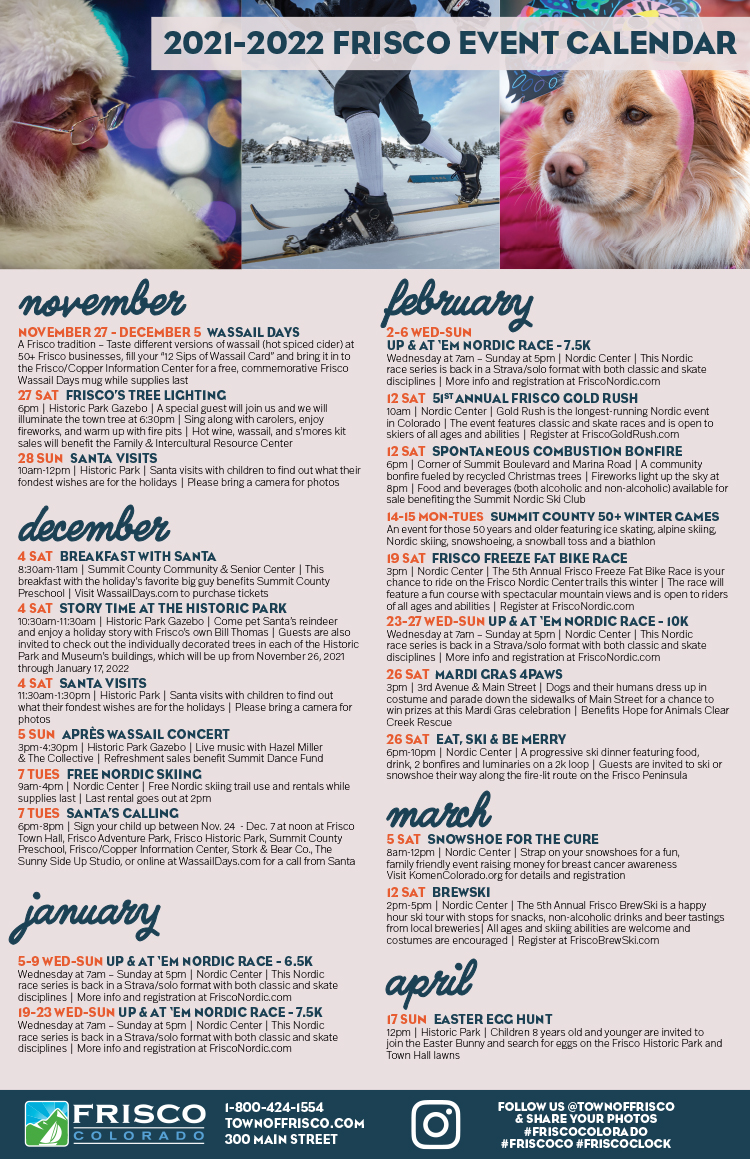 2019-2020 Frisco Winter Event Calendar